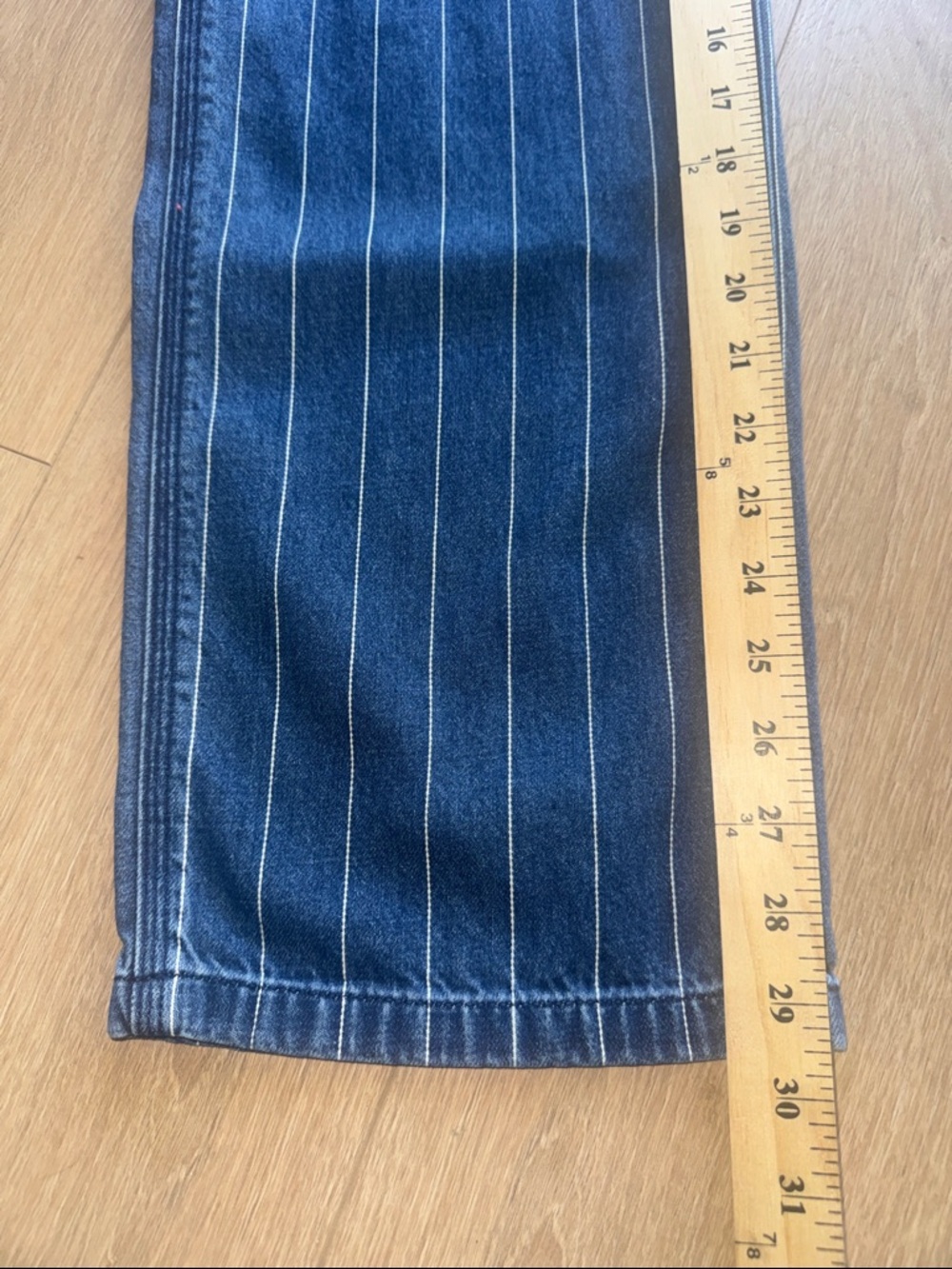 GAP 90s Loose Carpenter Mid Rise Medium Indigo Pinstripe Jeans Size 24 - Picture 16 of 16